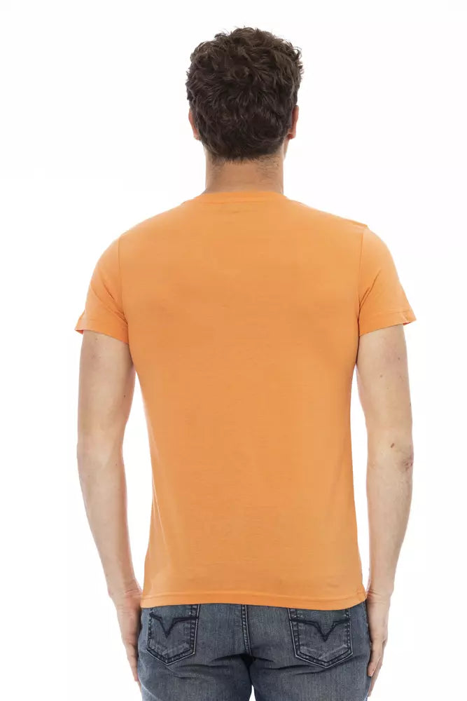 Trussardi Action Orange Cotton Men V-Neck T-Shirt