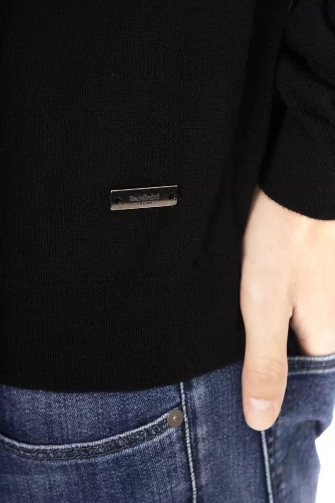 Baldinini Trend Black Fabric Men's Turtleneck Sweater