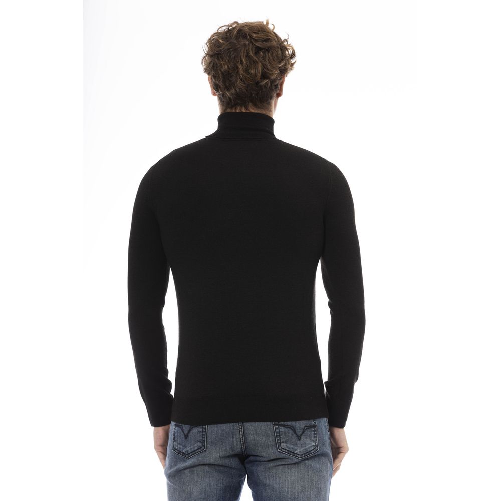 Baldinini Trend Black Wool Men Sweater Turtleneck Long Sleeve