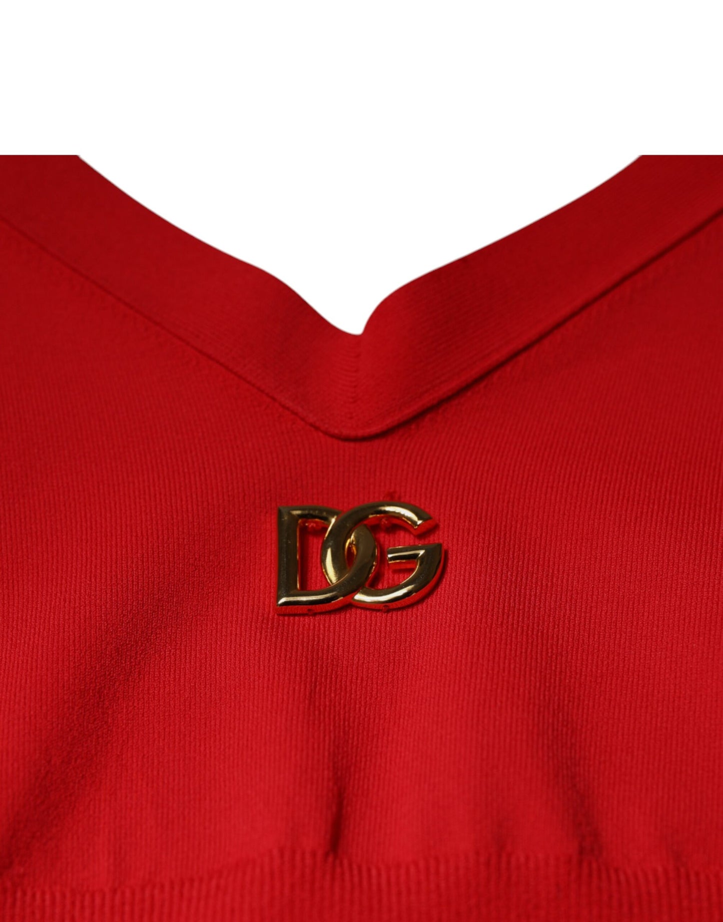 Dolce & Gabbana Red Viscose Sleeveless Halter Cropped Tank Top