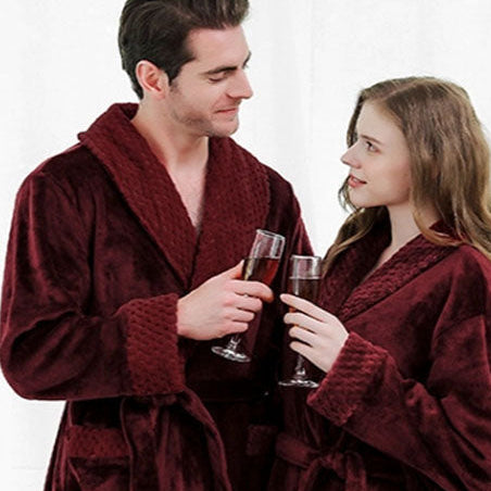 Men’s Soft Plush Bathrobe – Long Robe with Belt & Pockets