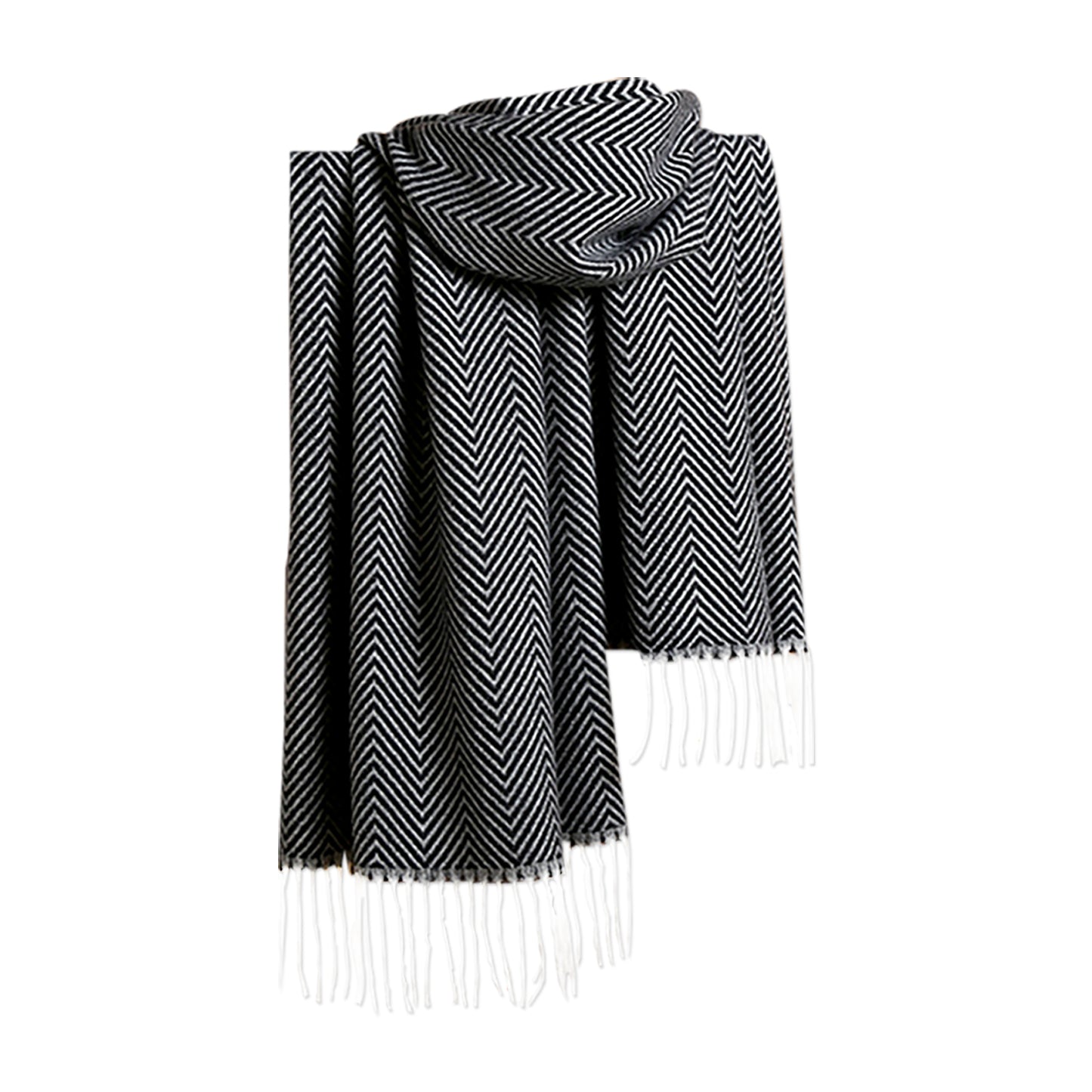 Black & White Herringbone Scarf