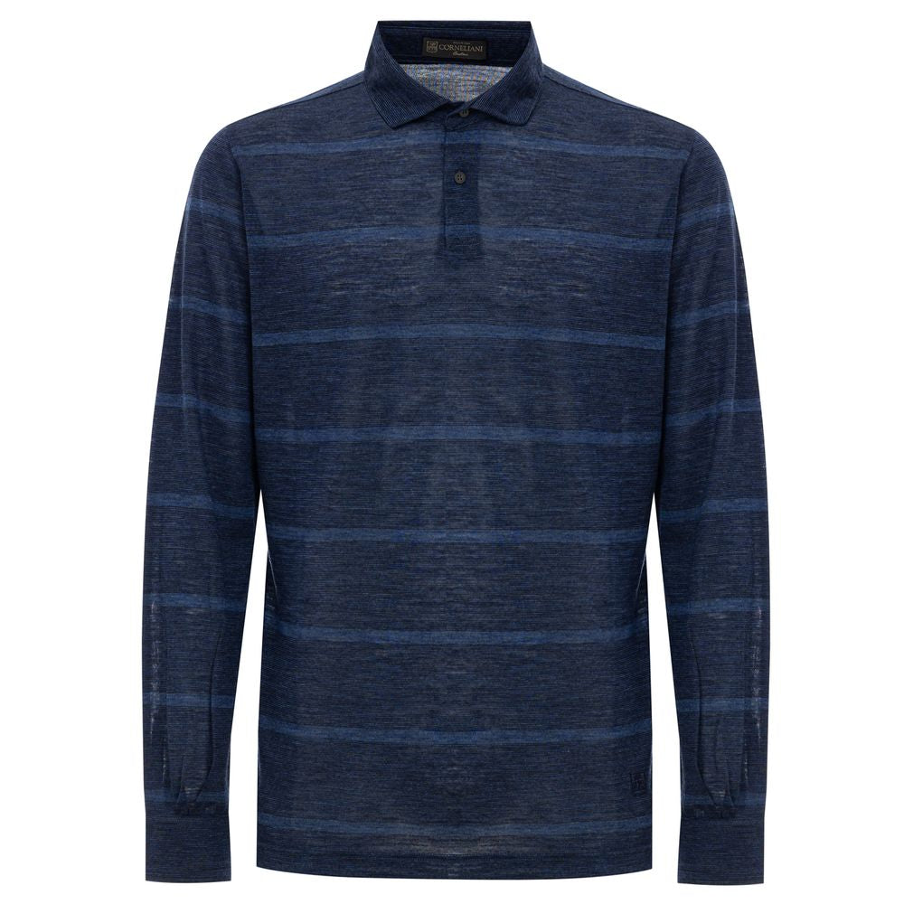 Corneliani Blue Wool Vergine Polo Shirt