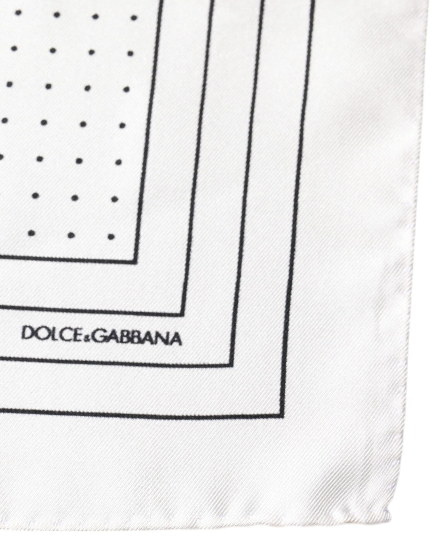 Dolce & Gabbana White Polka Dots Square Handkerchief Scarf