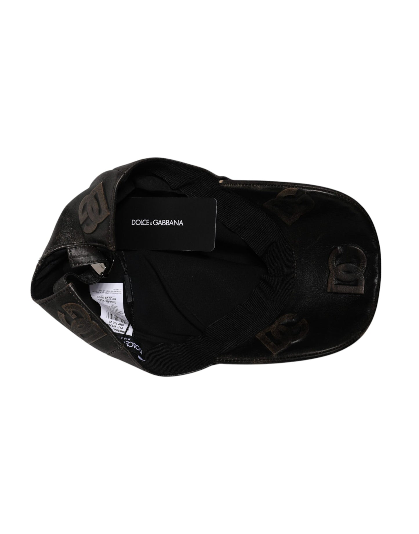 Dolce & Gabbana Brown Leather Logo Monogram Baseball Cap