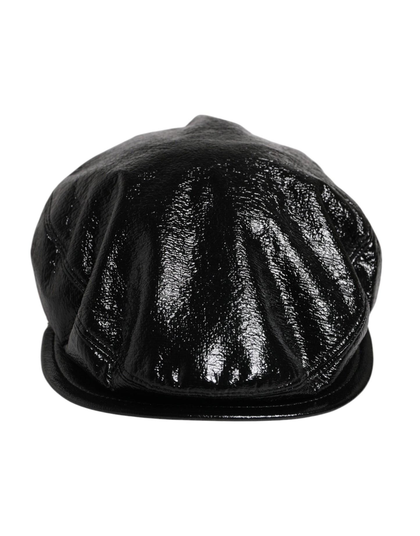 Dolce & Gabbana Black Glossy Cotton Newsboy Hat