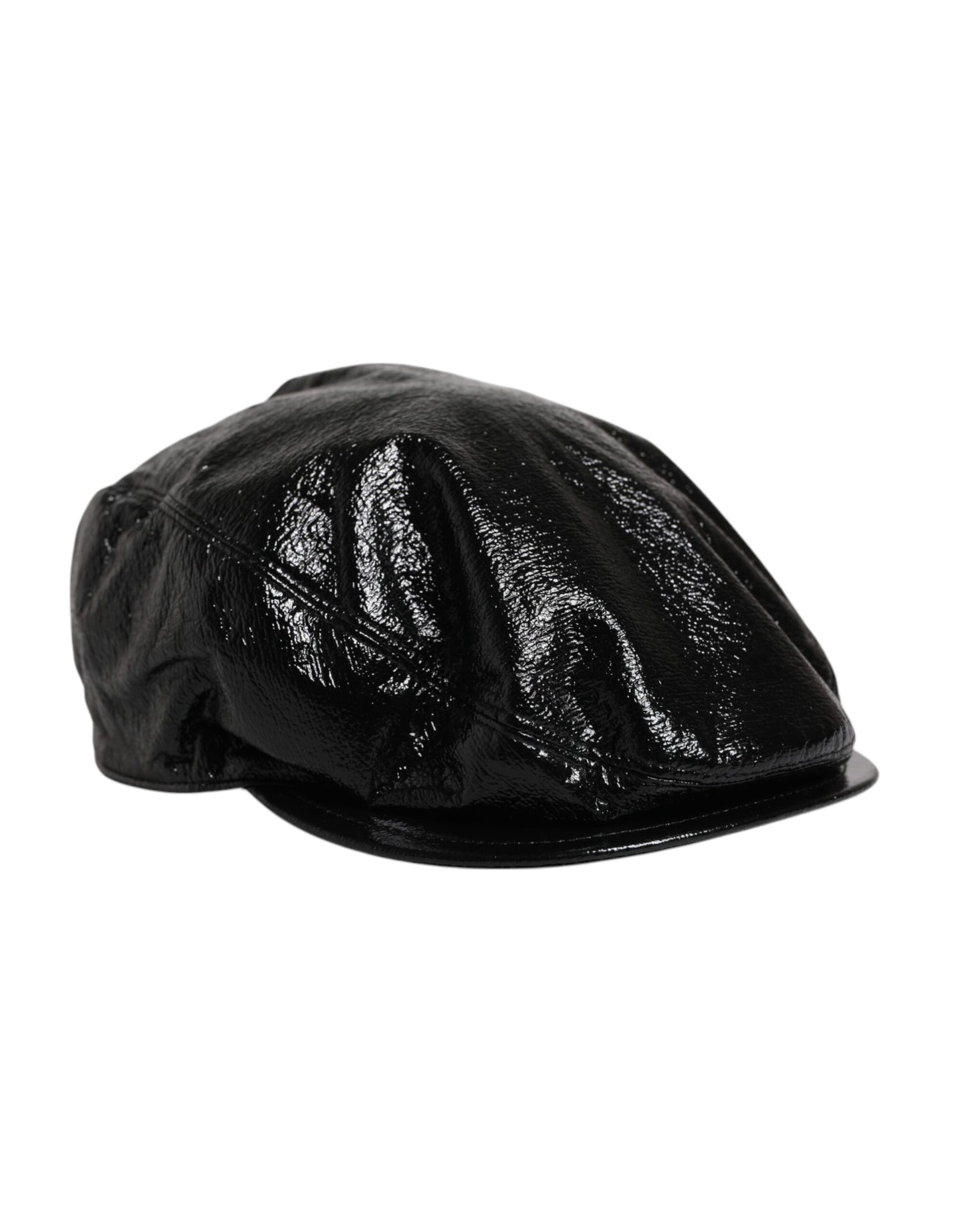 Dolce & Gabbana Black Glossy Cotton Newsboy Hat