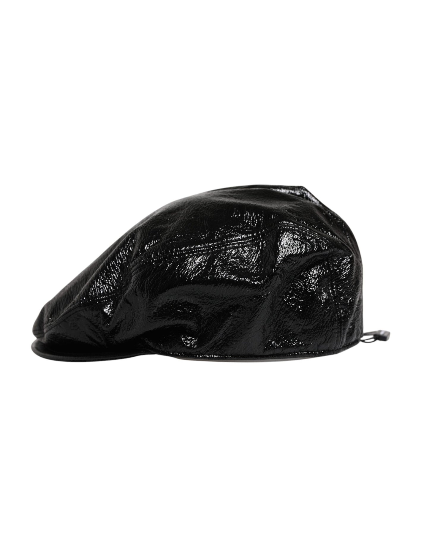 Dolce & Gabbana Black Glossy Cotton Newsboy Hat