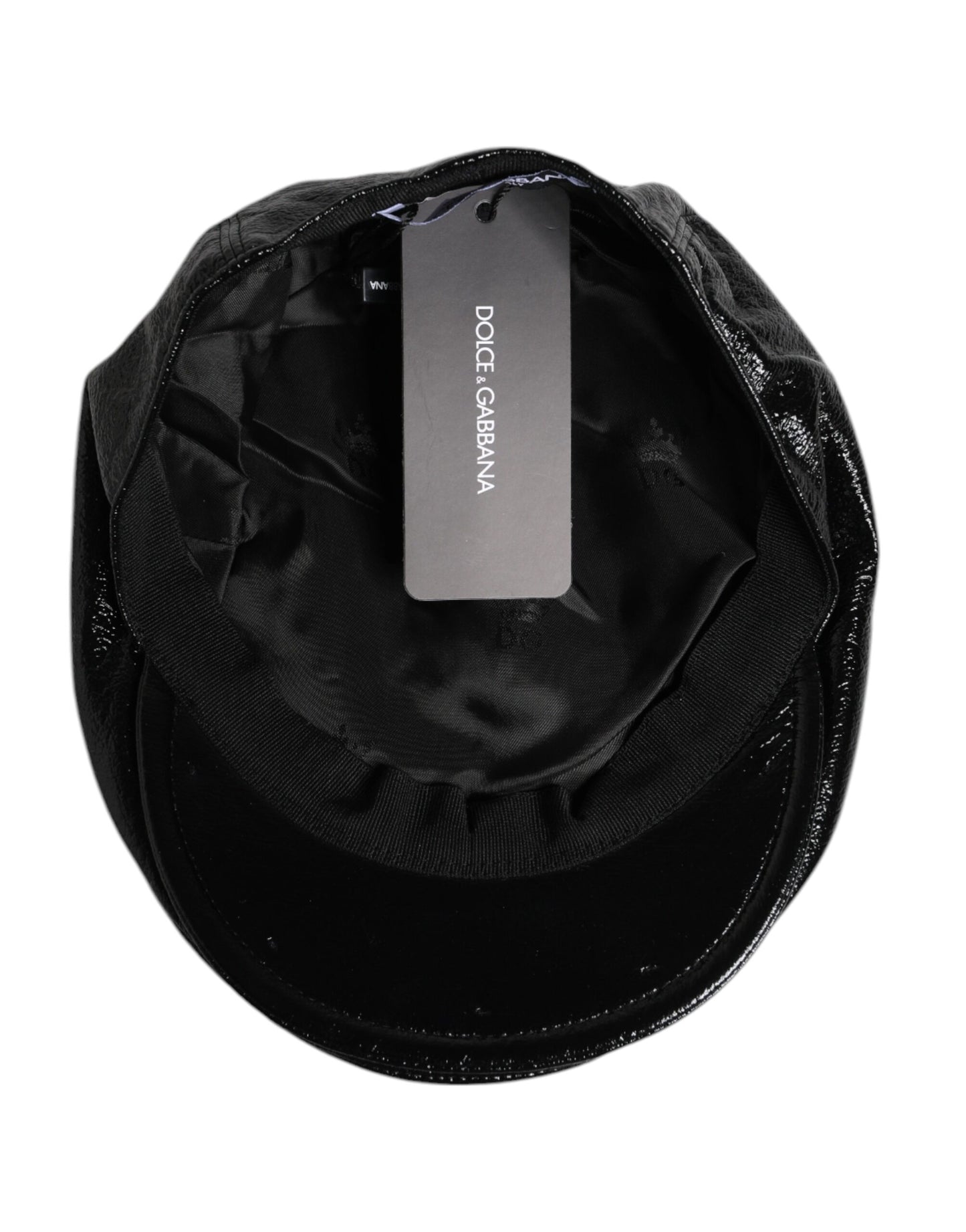 Dolce & Gabbana Black Glossy Cotton Newsboy Hat