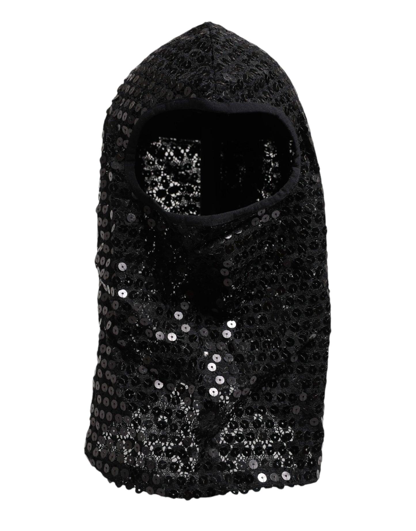 Dolce & Gabbana Black Sequined Nylon Ski Mask Balaclava Hat