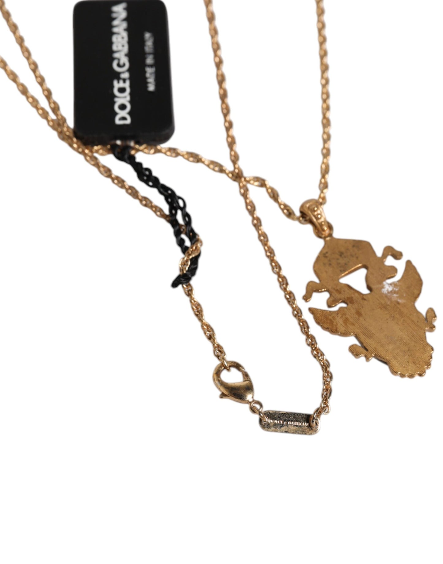 Dolce & Gabbana Gold Tone Chain Brass Statement Sicily Pendant Necklace