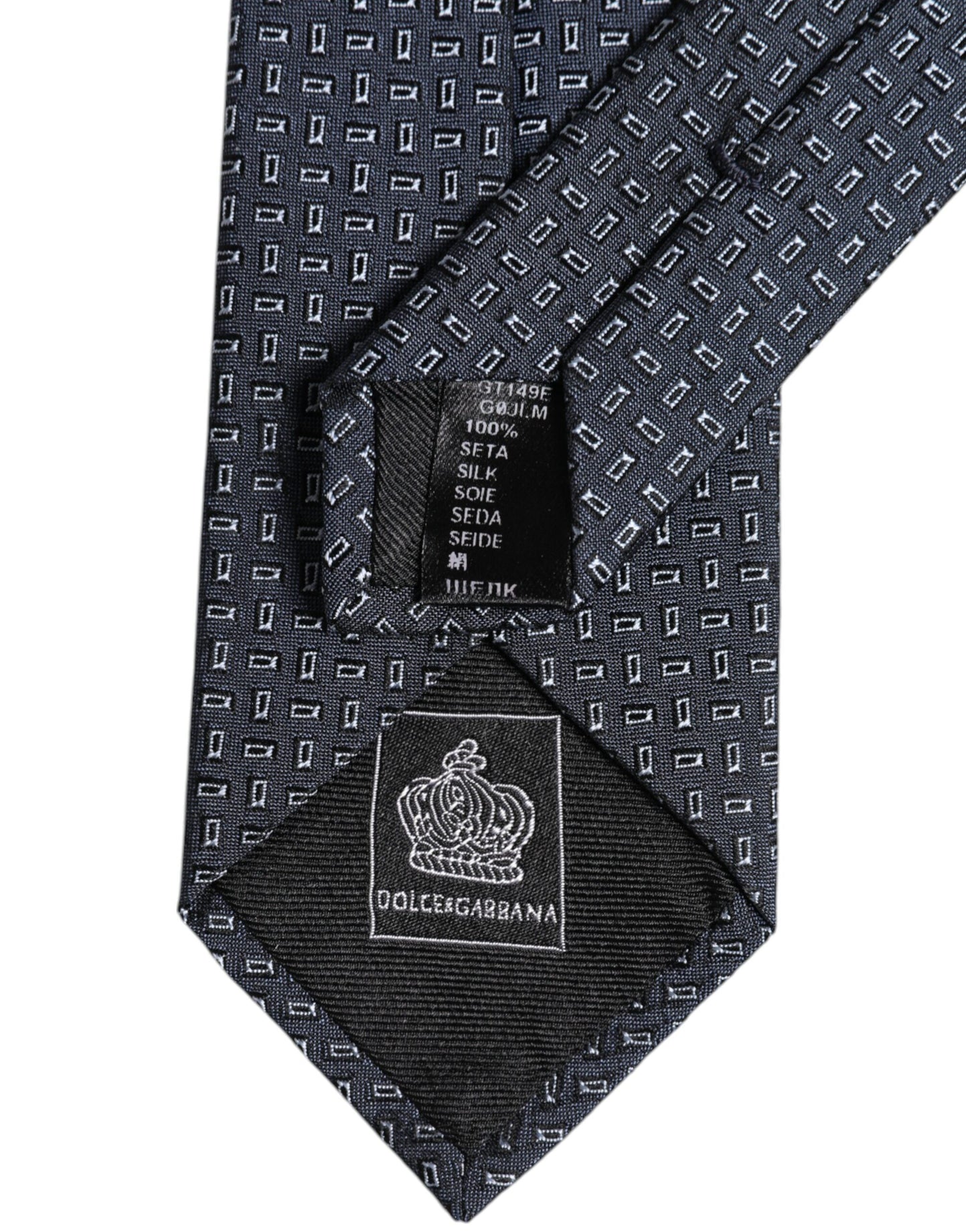 Dolce & Gabbana Dark Blue Patterned Silk Adjustable Tie