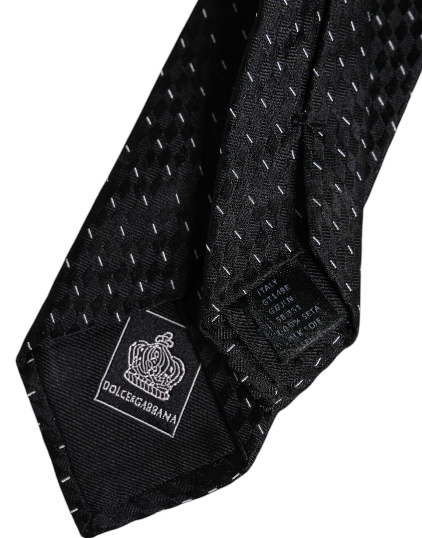 Dolce & Gabbana Black Patterned Silk Adjustable Necktie Tie