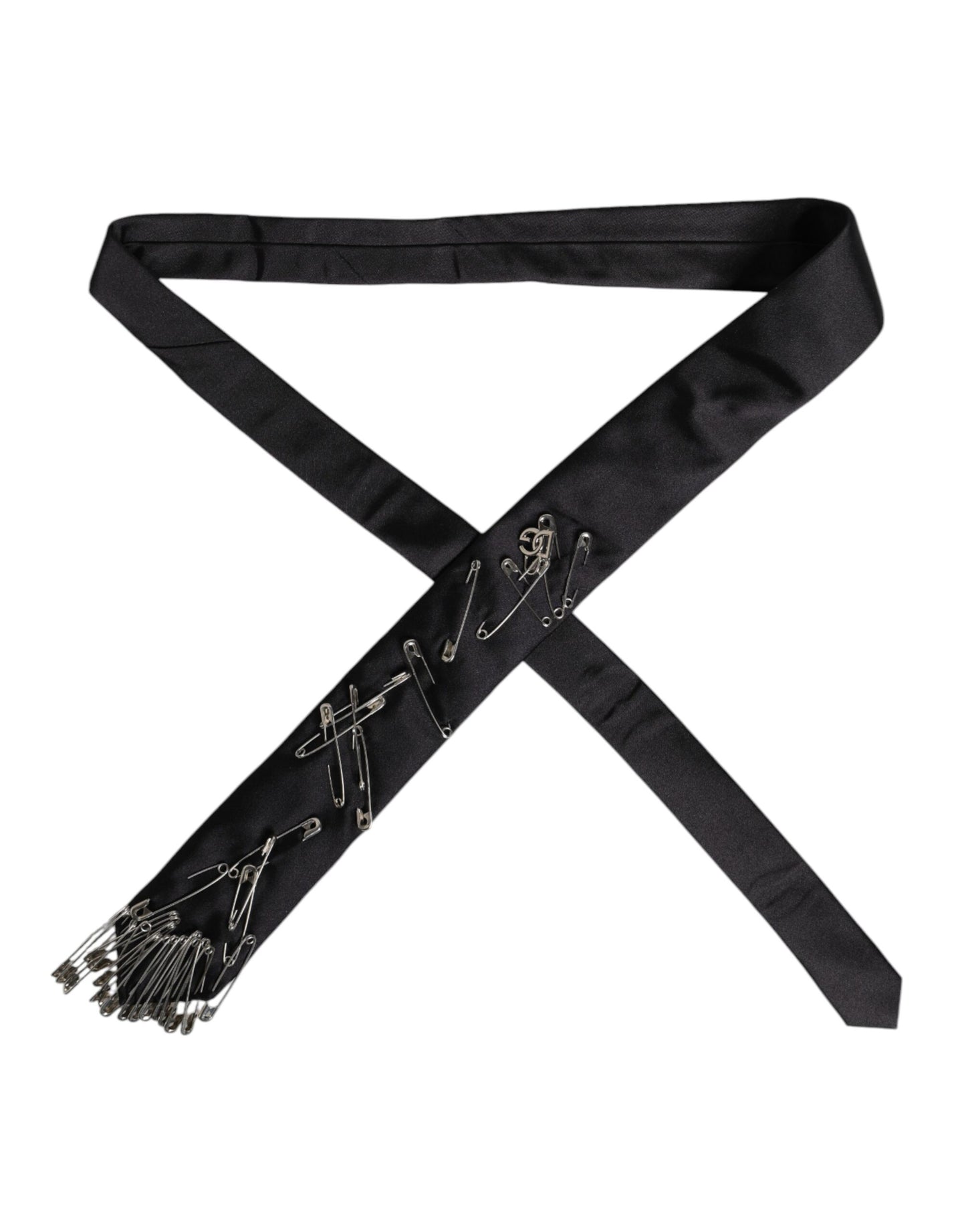 Dolce & Gabbana Black Pins Embellished Adjustable Necktie Tie