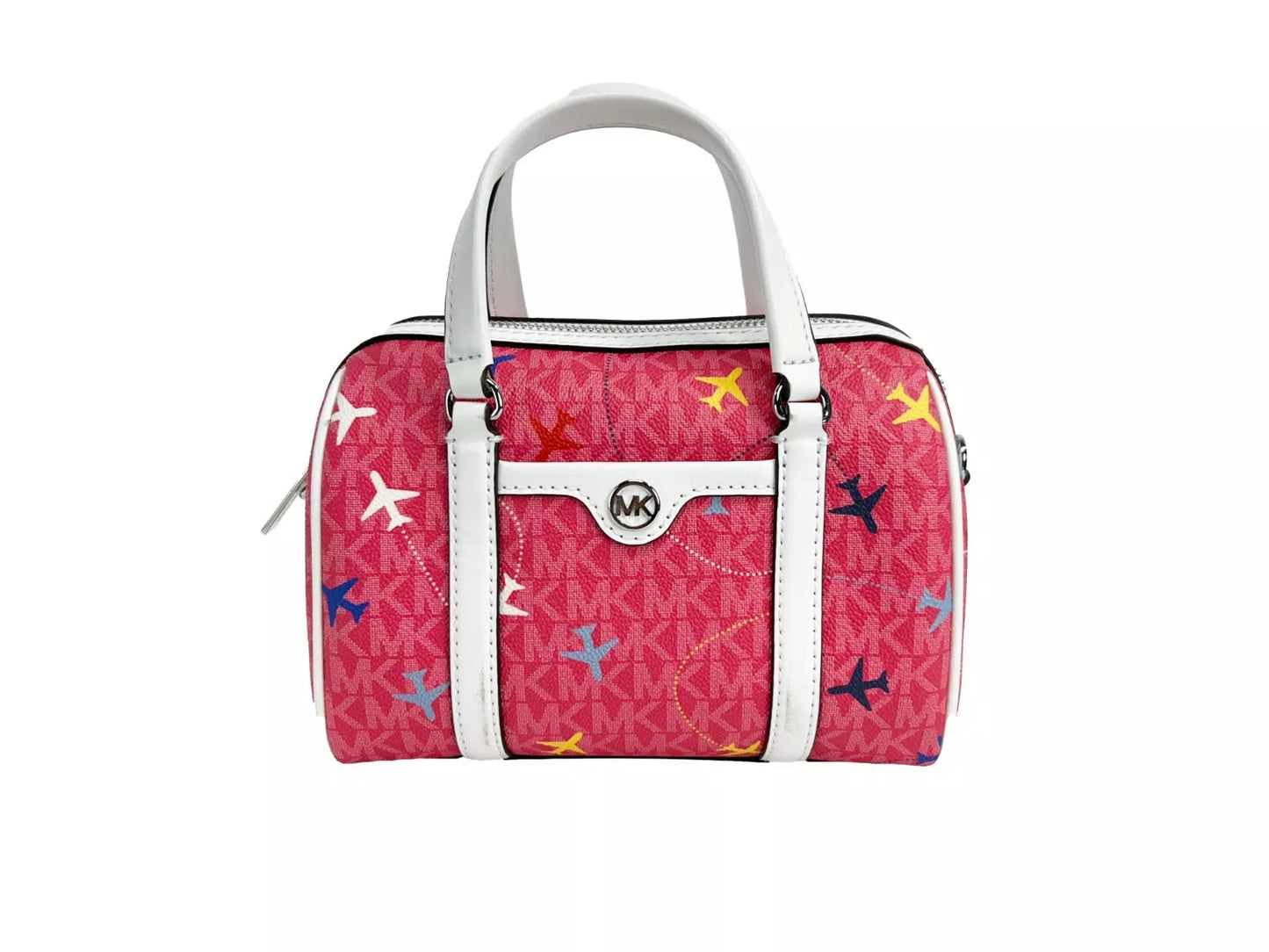 Michael Kors Small Leather Duffle Crossbody Bag Travel Edition Dragon Fruit