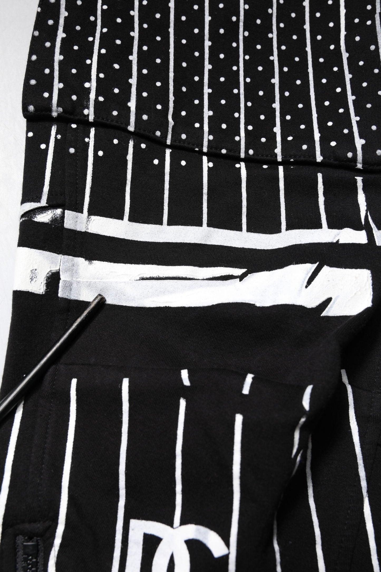 Dolce & Gabbana Black Polka Dot Stripes Cargo Jogger Sweatpants Pants