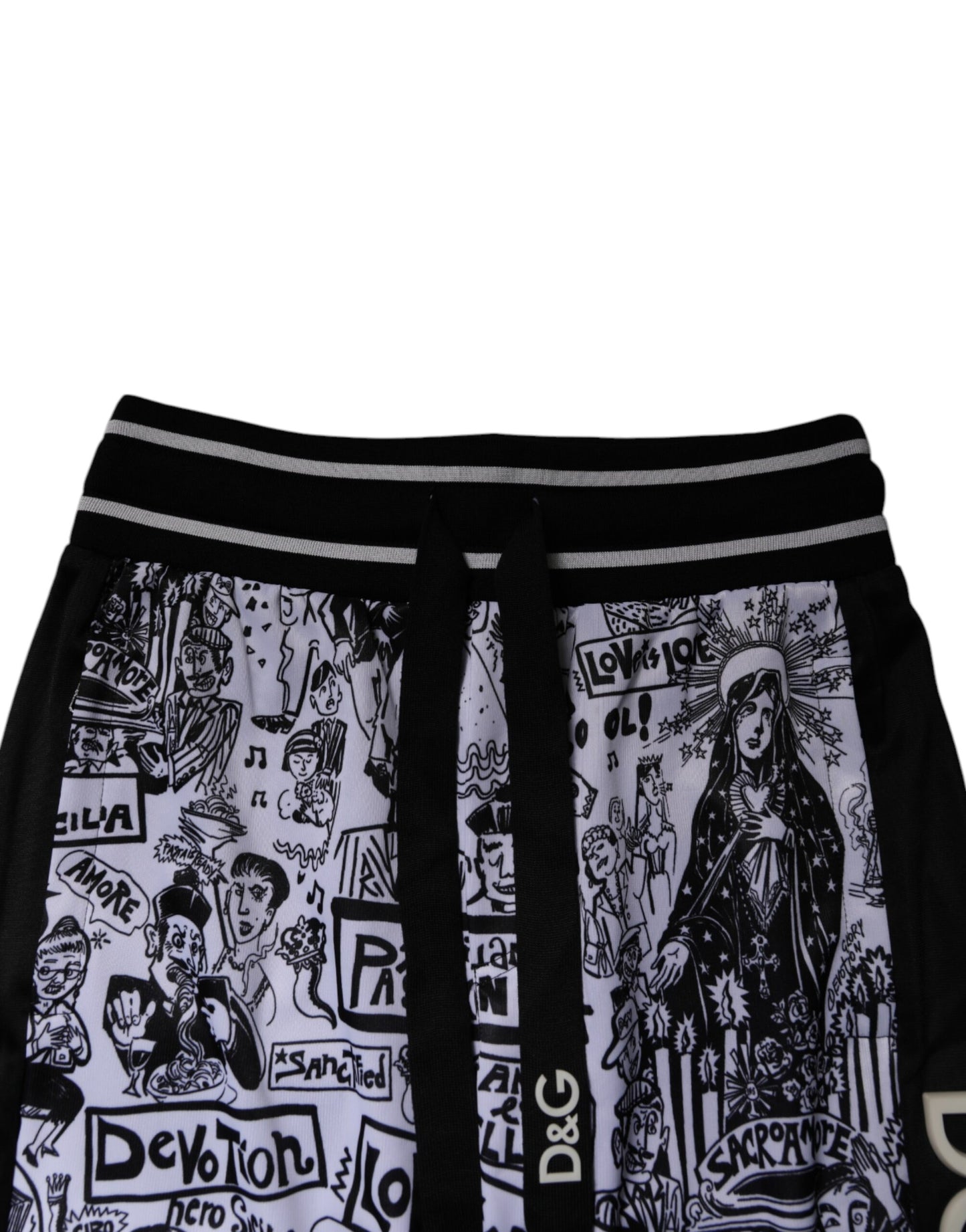 Dolce & Gabbana White Graffiti Polyester Jogger Men Sweatpants Pants