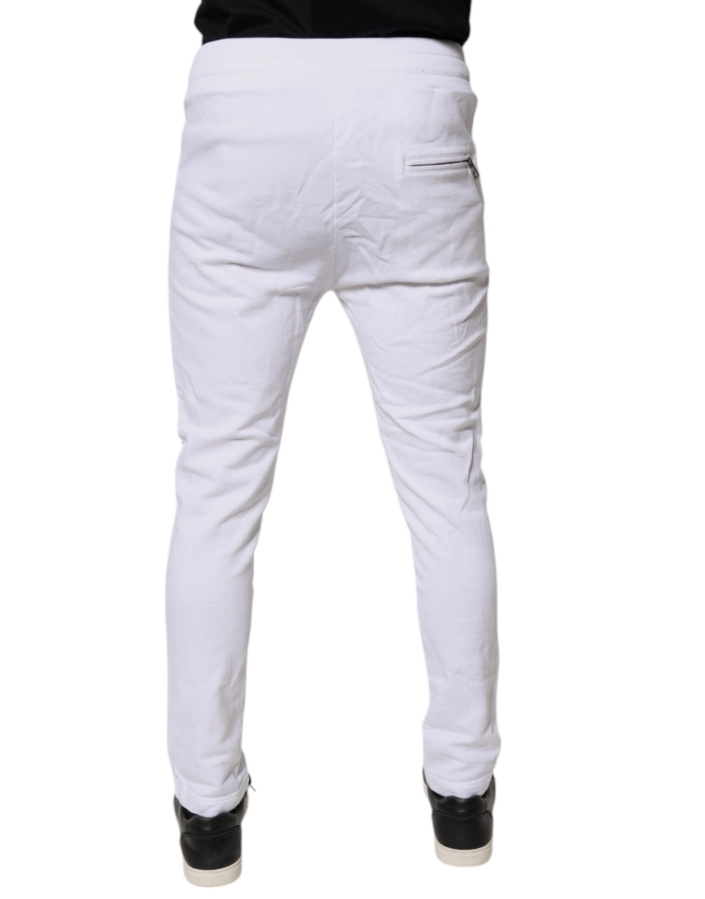 Dolce & Gabbana White Logo Patch Men Skinny Sweatpants Pants
