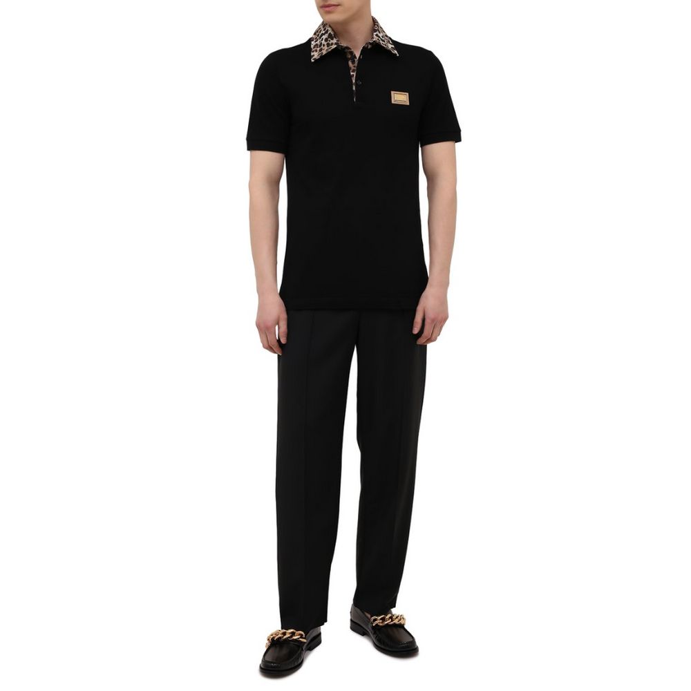 Dolce & Gabbana Black Cotton Polo Shirt