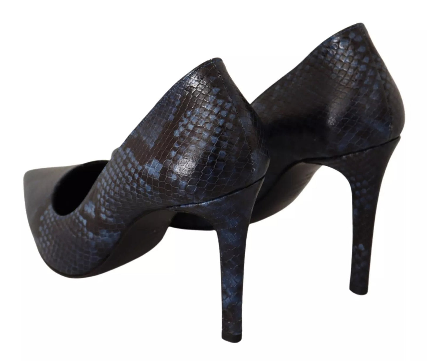 Sofia Black Snake Skin Leather Stiletto High Heels Pumps Shoes