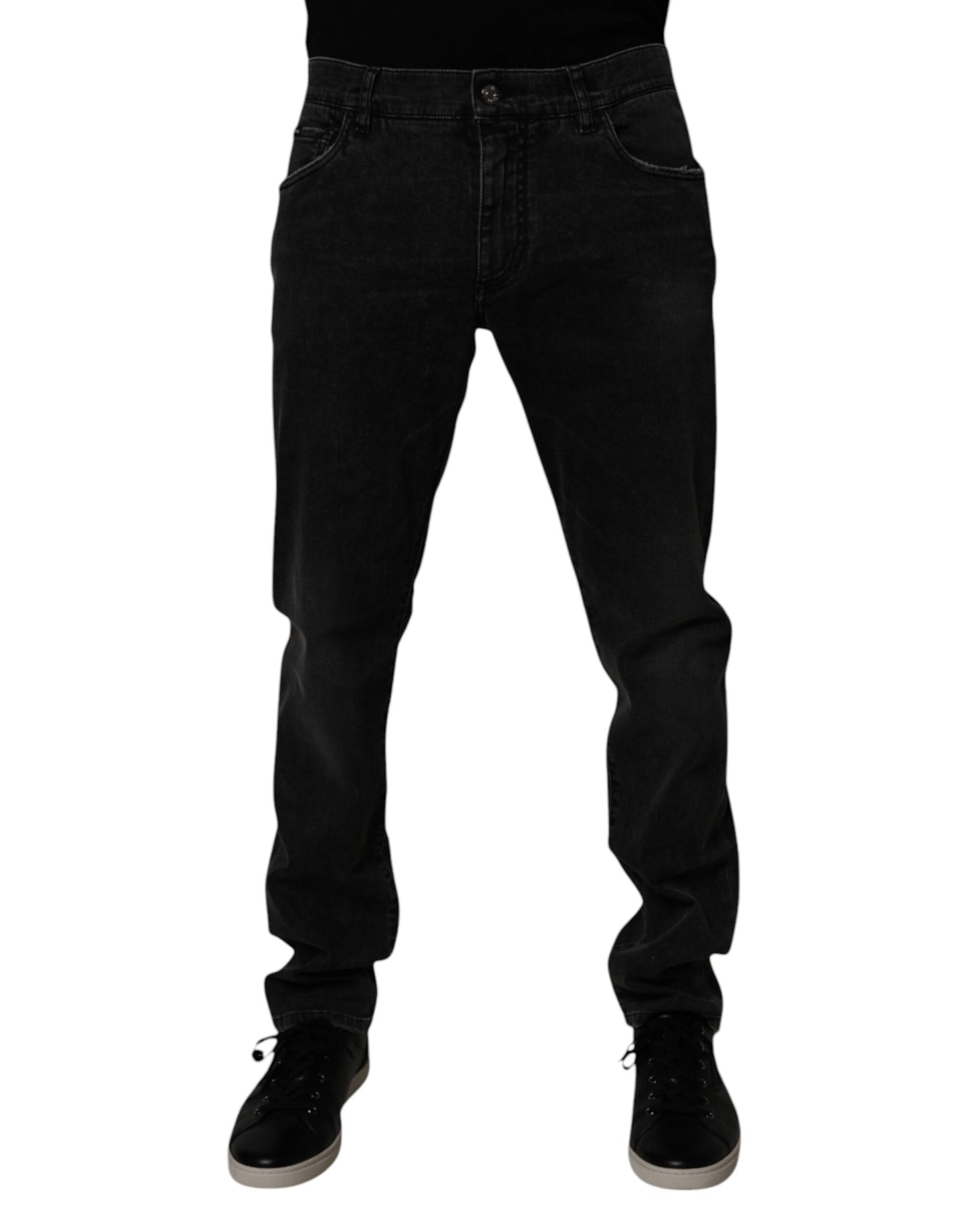Dolce & Gabbana Light Blue Leaf Cotton Classic Men Denim Jeans