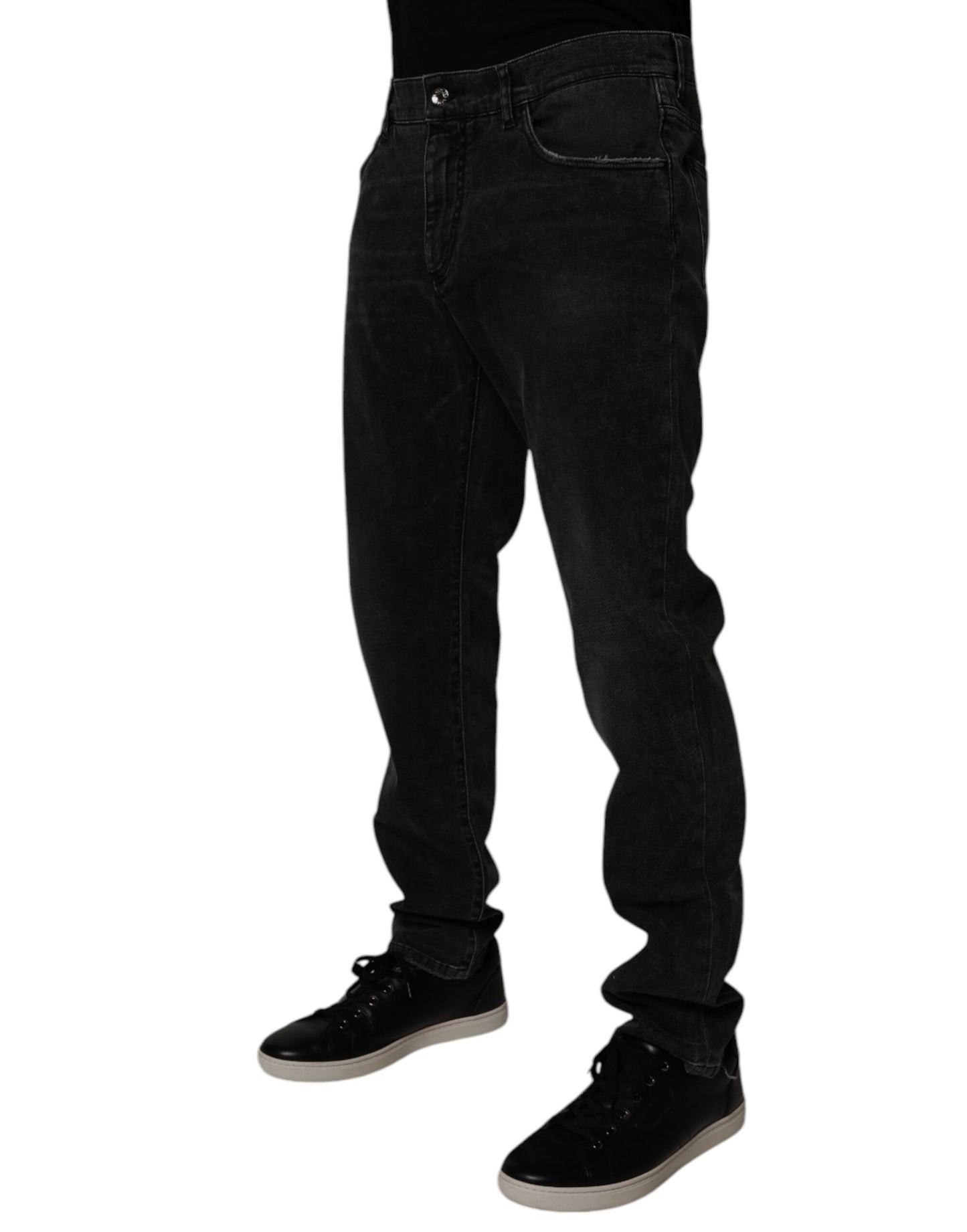 Dolce & Gabbana Light Blue Leaf Cotton Classic Men Denim Jeans
