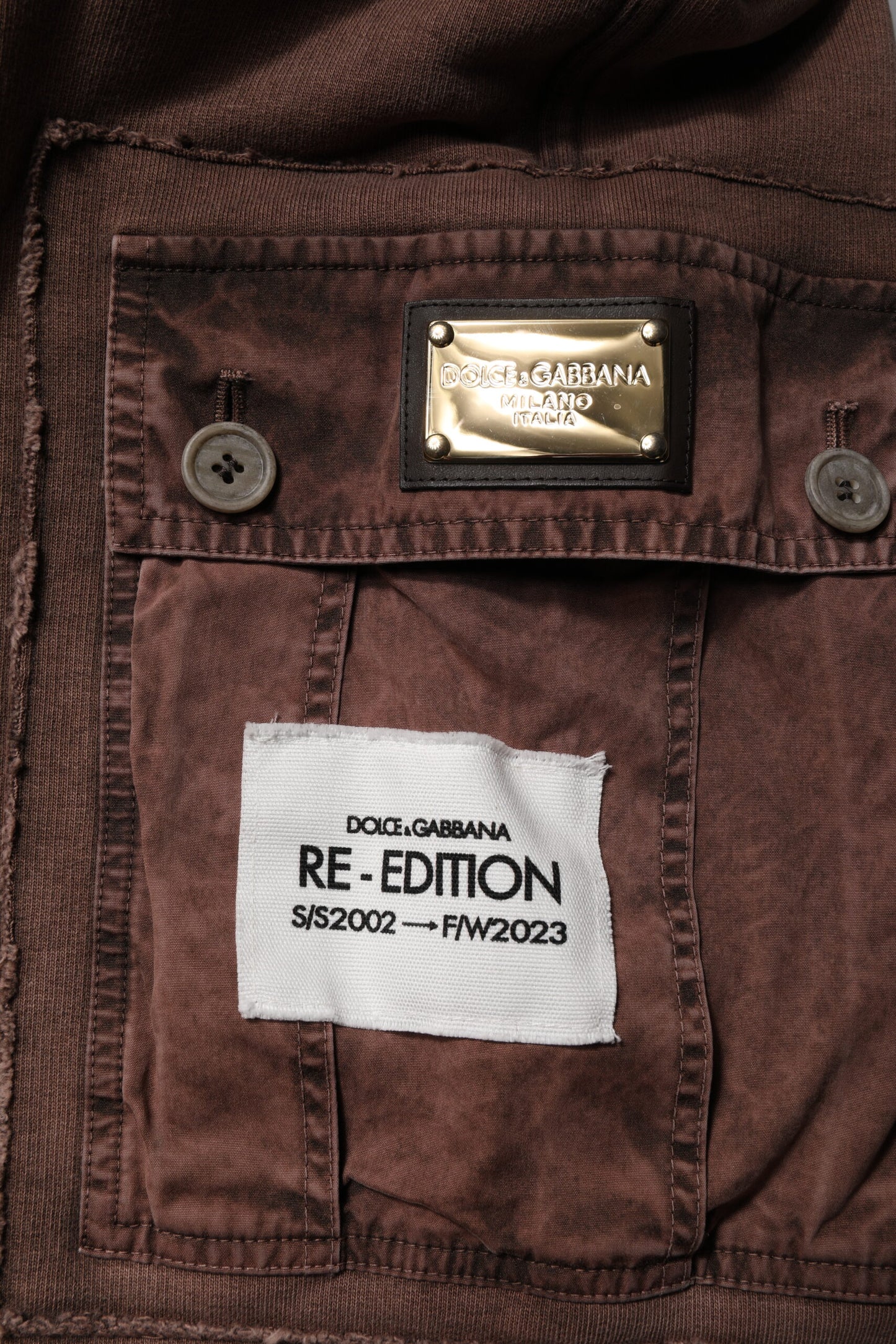 Dolce & Gabbana Brown Cotton Cargo Bermuda Sweatshorts Shorts