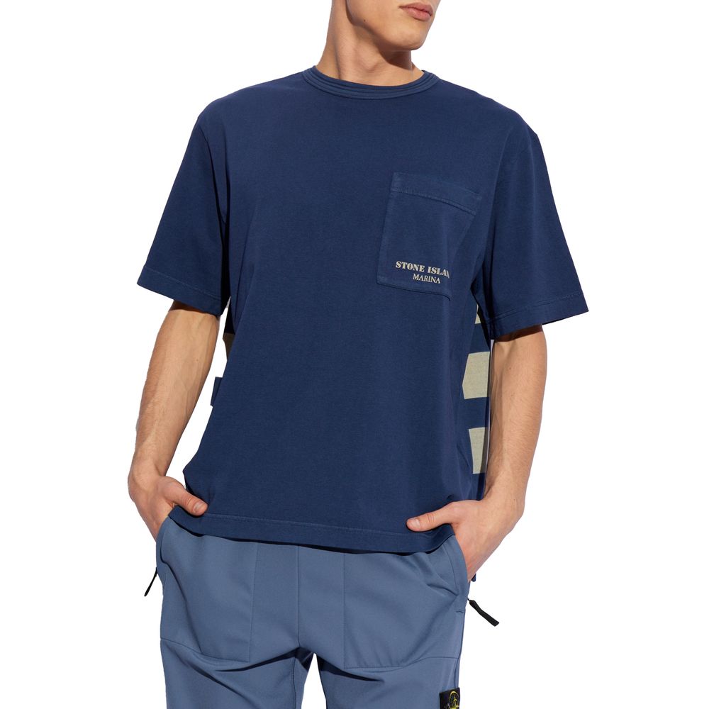 Stone Island Blue Cotton T-Shirt