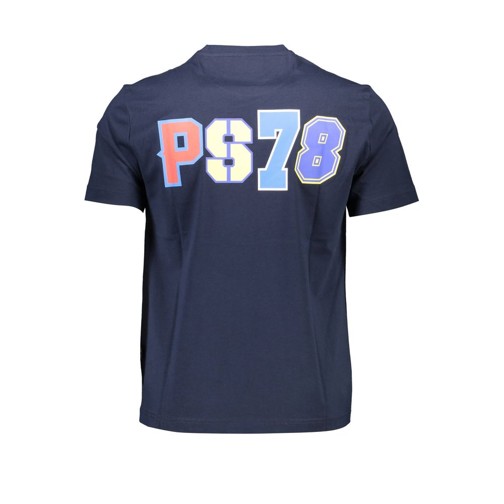 Plein Sport Sleek Blue Crew Neck Tee with Contrasting Prints