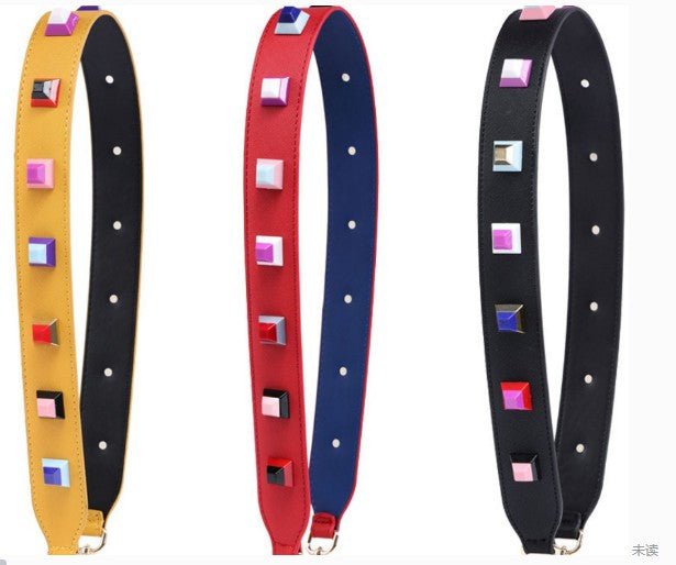 Leather Studded Purse Strap .Hand bag , shoulder strap