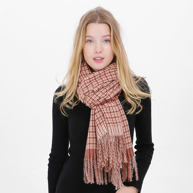 Light weight cashmere Herringbone Scarf for Women – Soft Woven Fringe Winter Scarf
