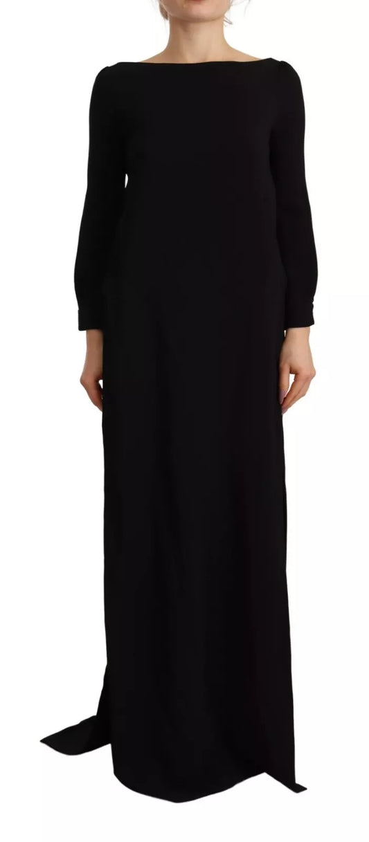 Dsquared² Black Long Sleeves Side Slit Floor Length Dress