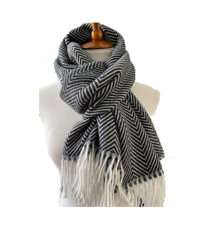 Black & White Herringbone Scarf