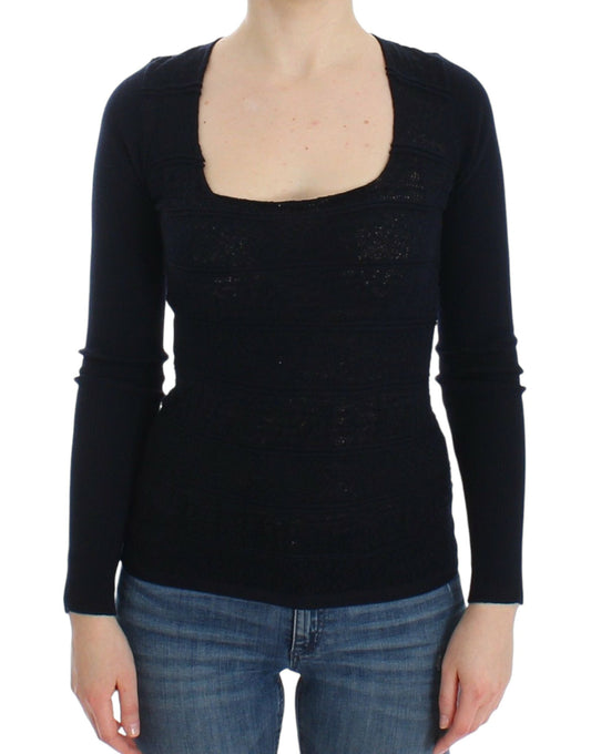 Ermanno Scervino Chic Blue Wool Blend Sweater