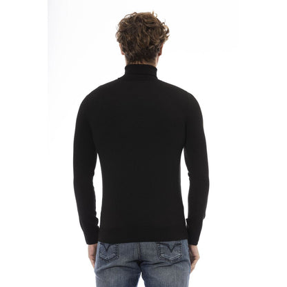 Baldinini Trend Black Wool Men Sweater Turtleneck Long Sleeve
