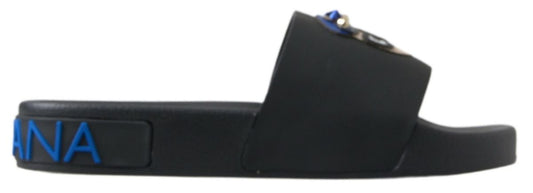 Dolce & Gabbana Elegant Black Leather Slide Sandals