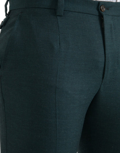 Dolce & Gabbana Green Wool Skinny Slim Dress Pants