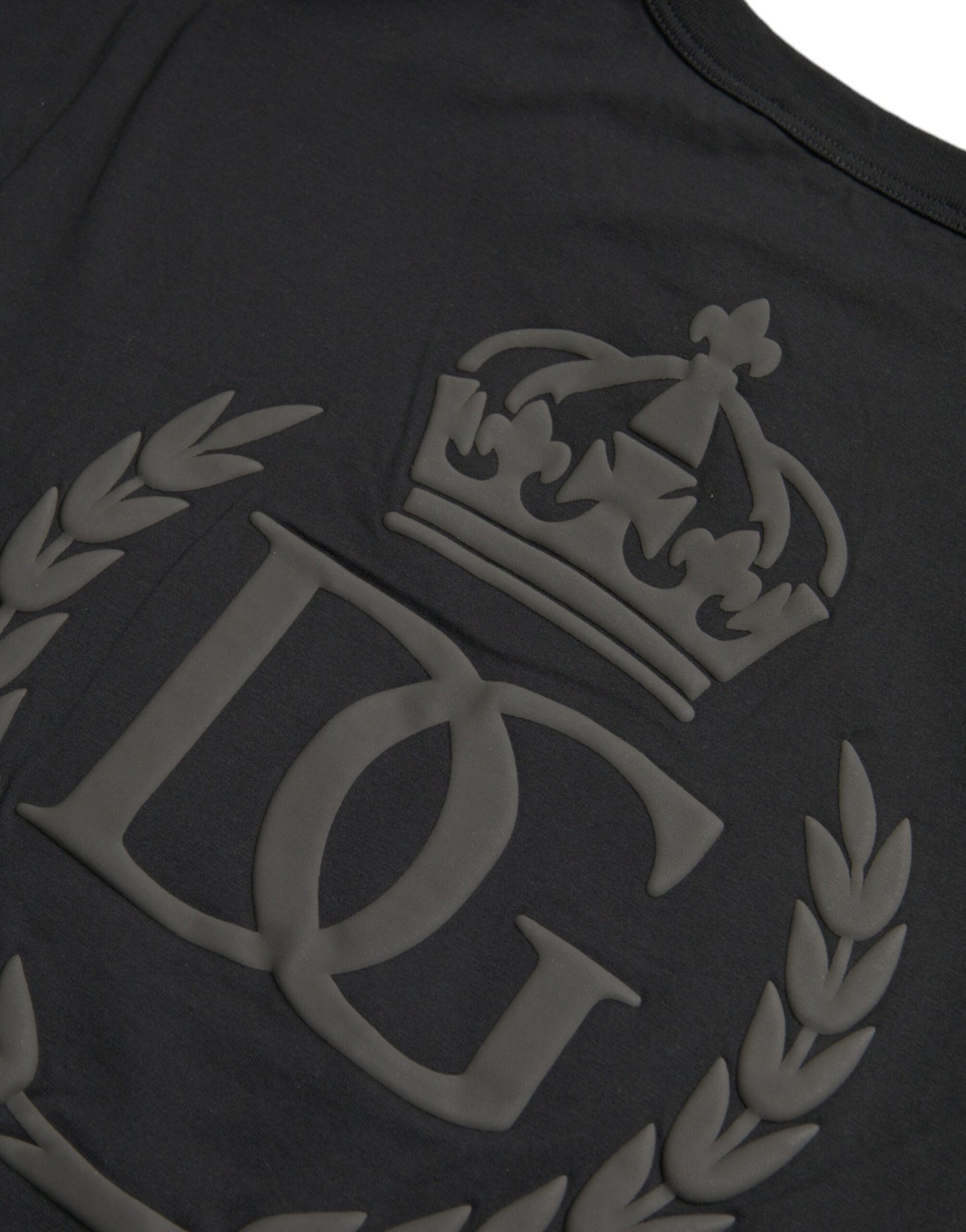 Dolce & Gabbana Black Logo Embossed Crew Neck Short Sleeves T-shirt