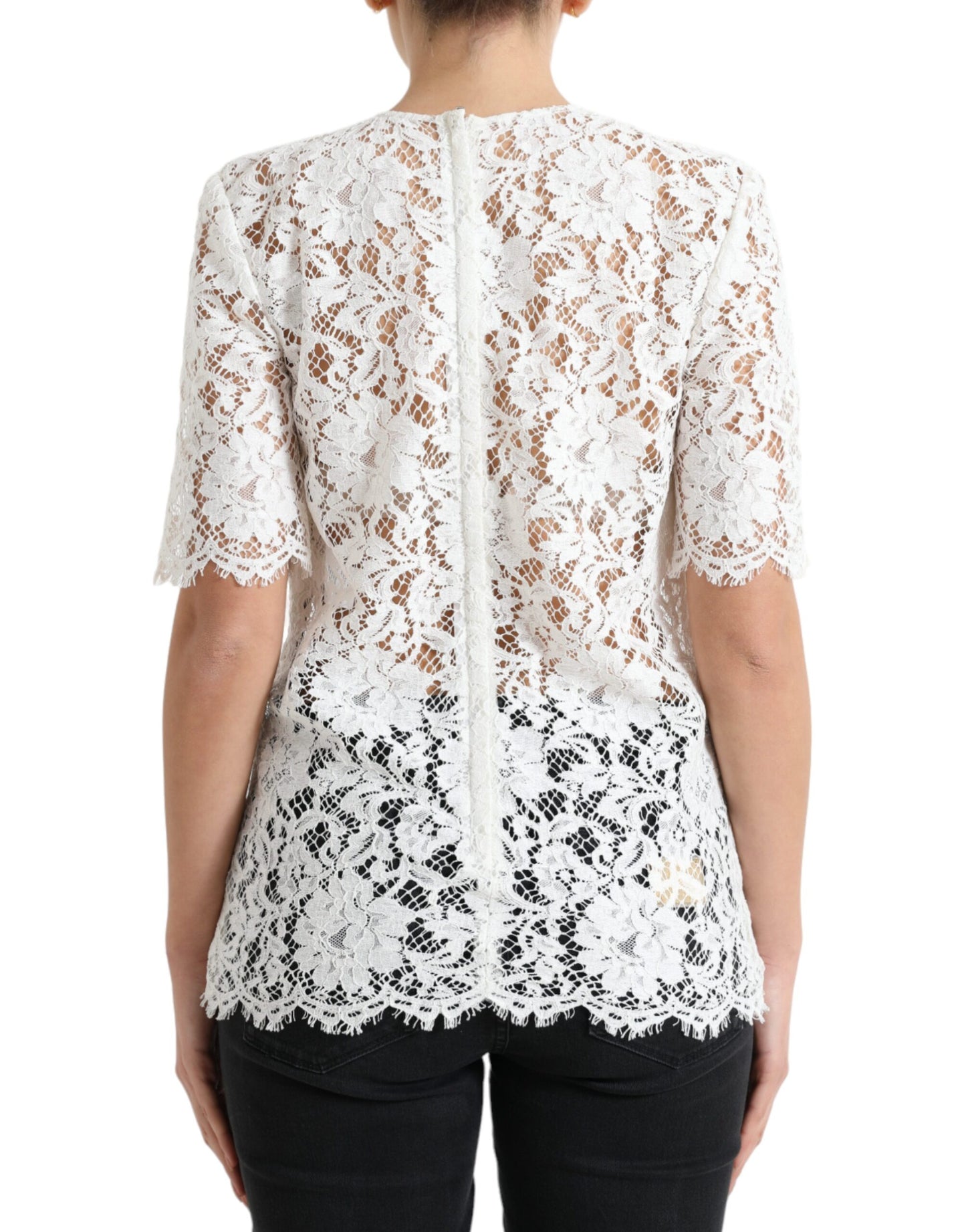 Dolce & Gabbana Elegant White Lace Blouse