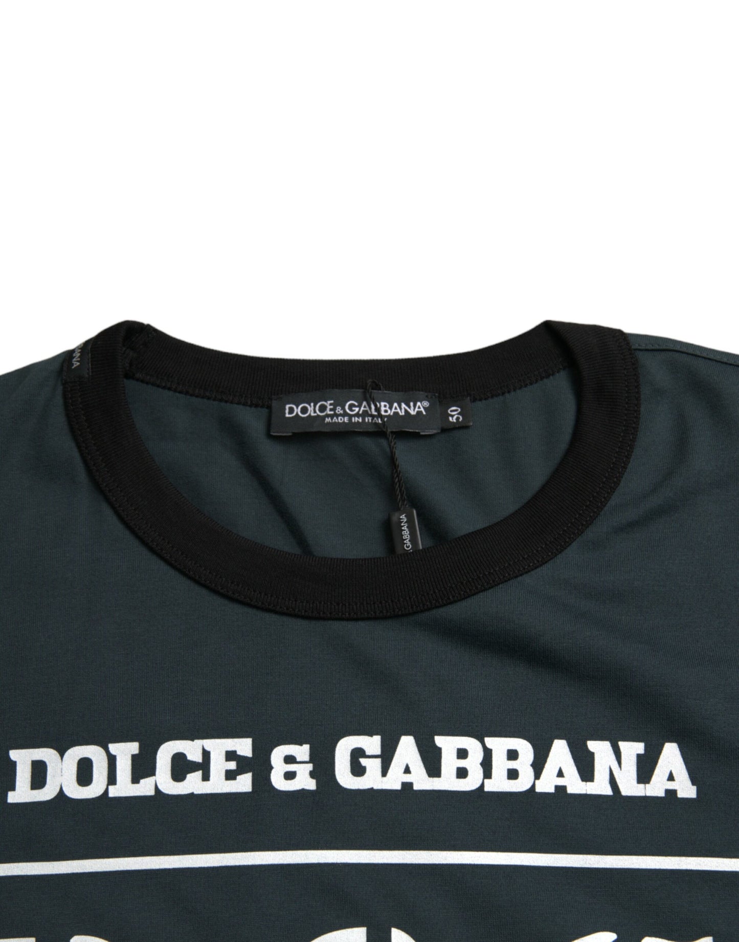 Dolce & Gabbana Blue Graphic Print Cotton Crew Neck T-shirt
