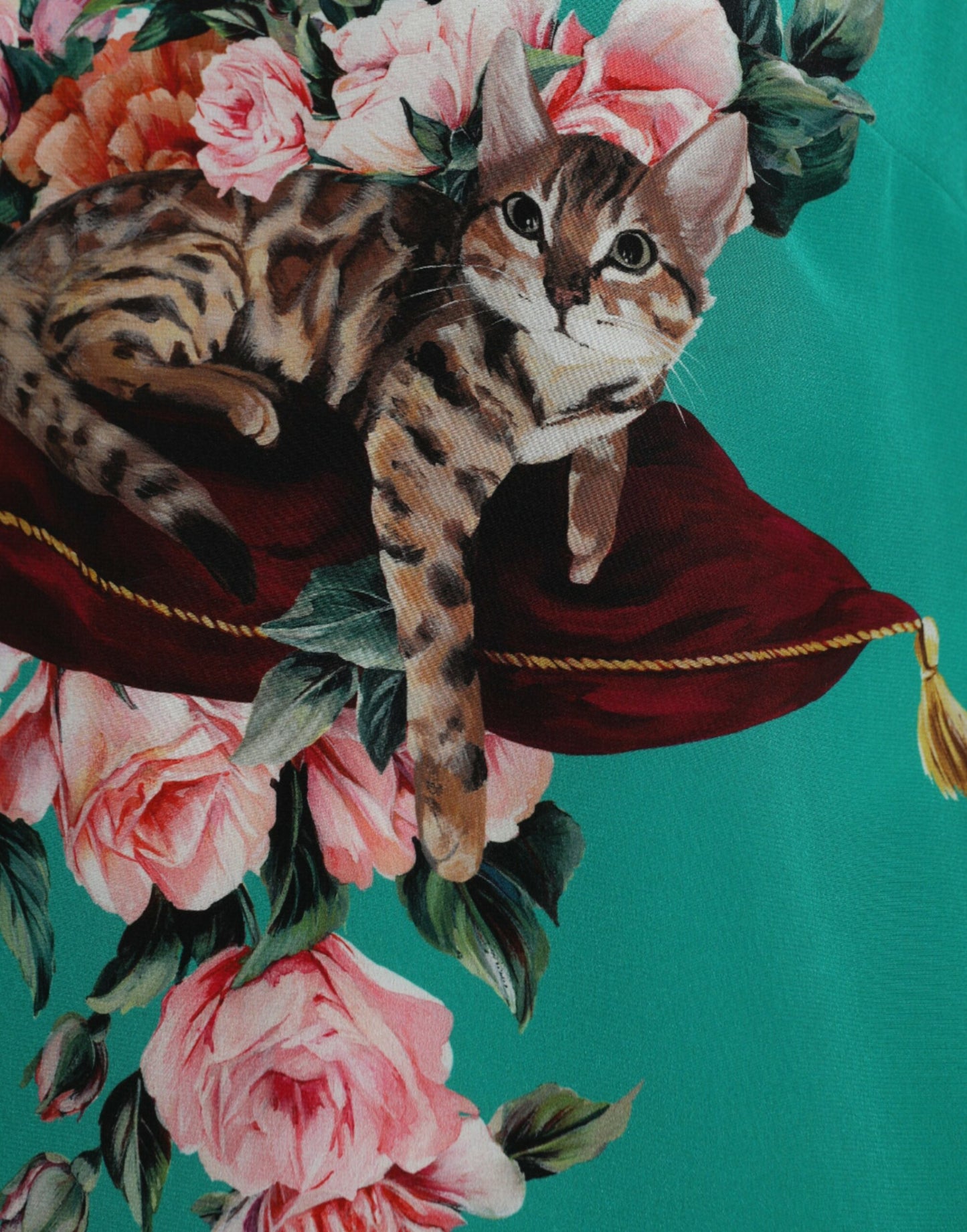 Dolce & Gabbana Elegant Silk Sleeveless Floral Cat Tank Top