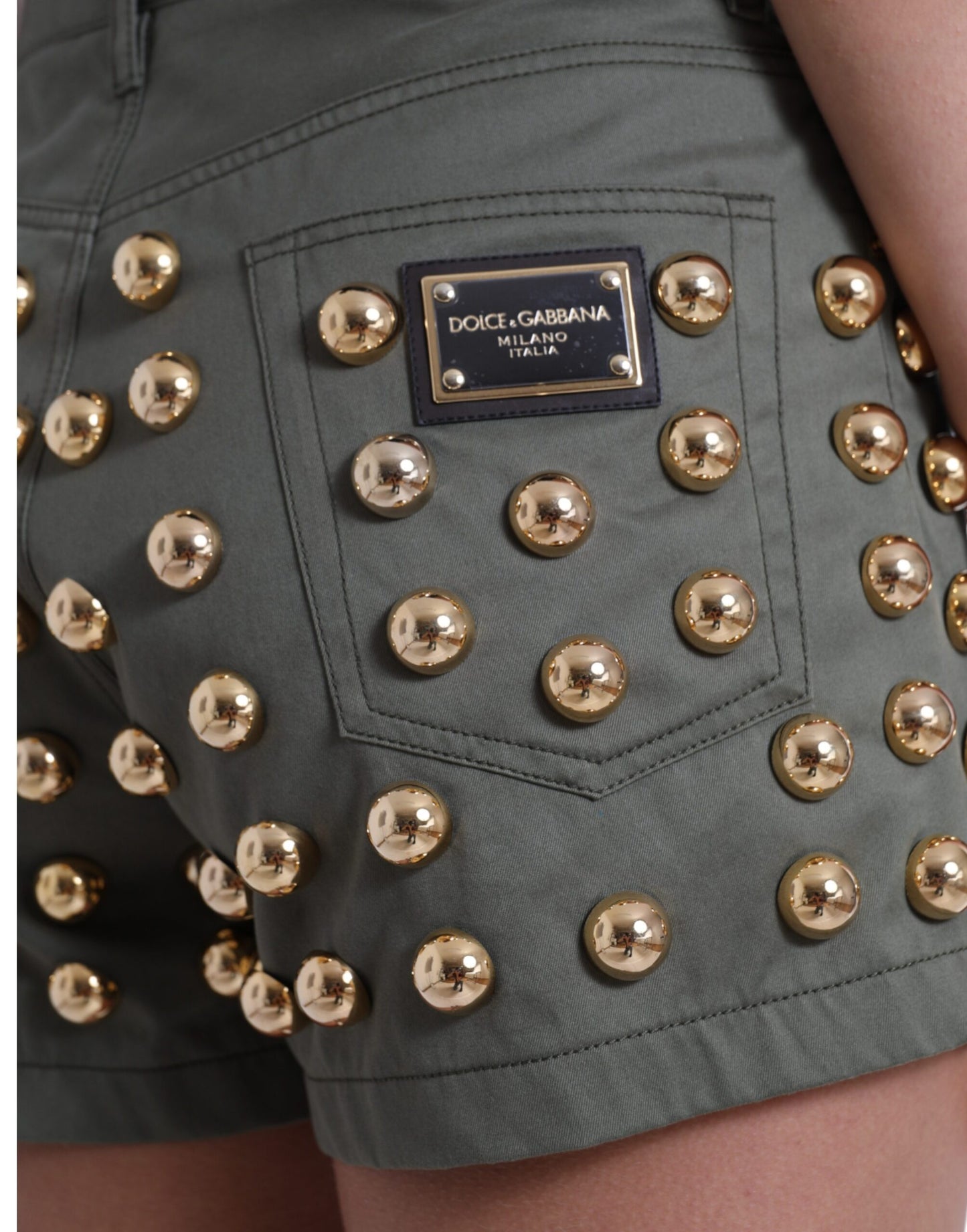 Dolce & Gabbana Emerald High Waist Embellished Shorts