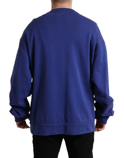 Dolce & Gabbana Royal Blue Cotton Crewneck Sweater