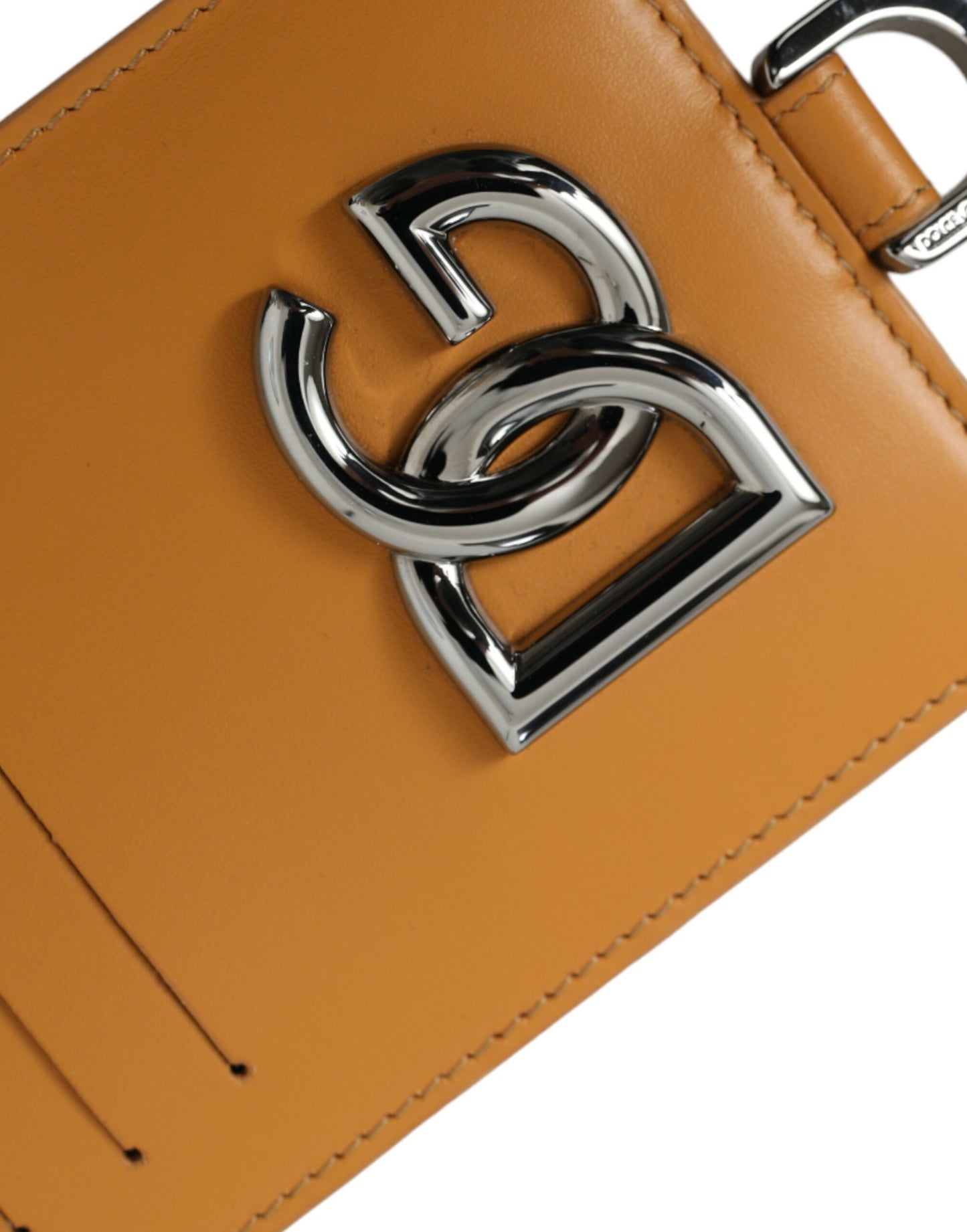 Dolce & Gabbana Elegant Orange Calf Leather Card Holder