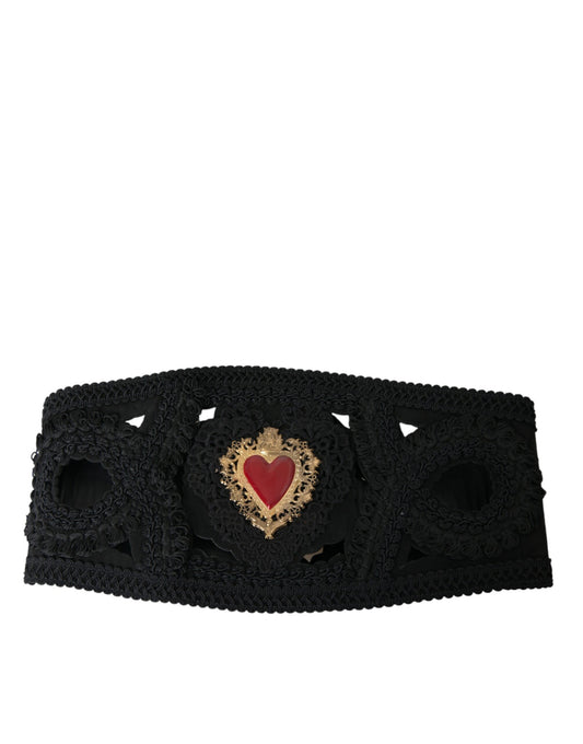 Dolce & Gabbana Black Canvas Embellished Waist Women Belt