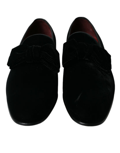 Dolce & Gabbana Elegant Black Velvet Loafers - Men's Luxury Footwear