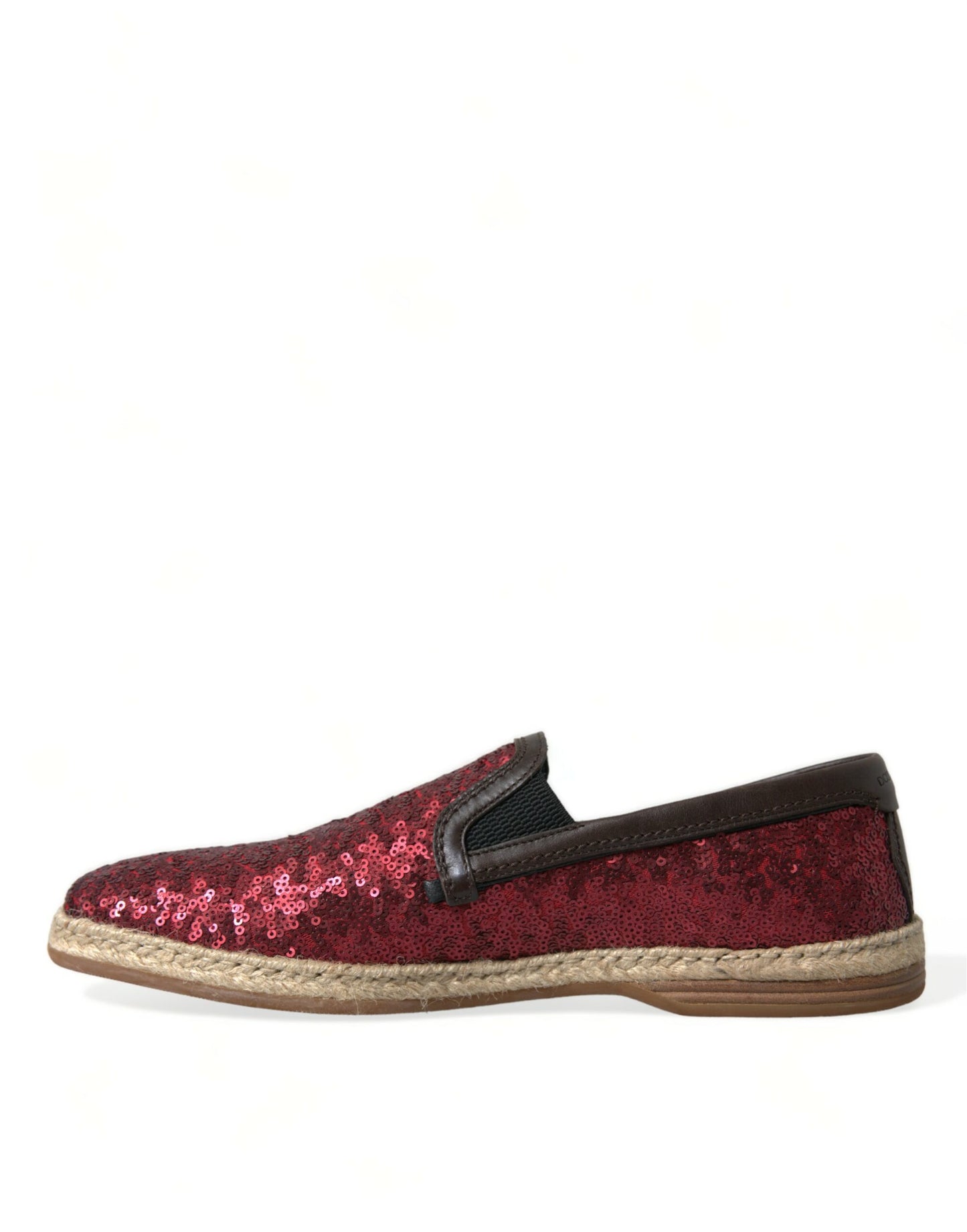 Dolce & Gabbana Red Sequined Leather Loafers