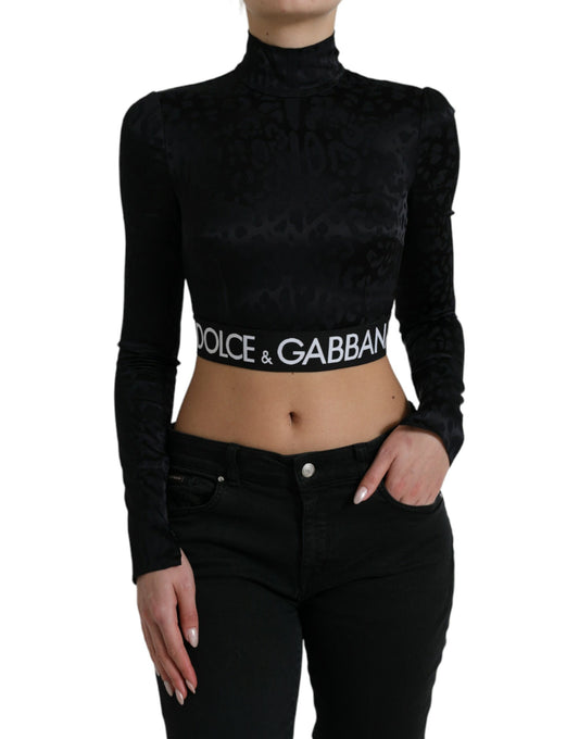 Dolce & Gabbana Elegant Black Cropped Top with Zip Closure