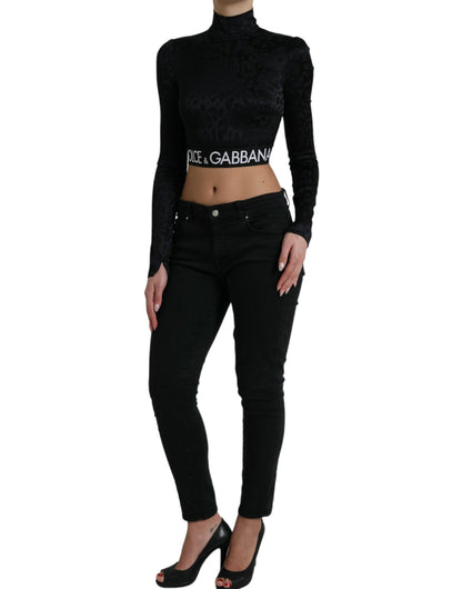 Dolce & Gabbana Elegant Black Cropped Top with Zip Closure