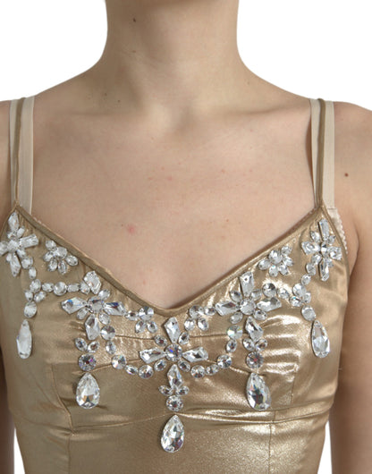 Dolce & Gabbana Elegant Metallic Gold Sheath Dress with Crystals